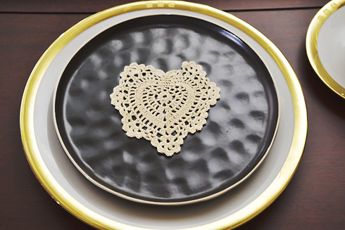 Wheat color Heart Crochet Doily